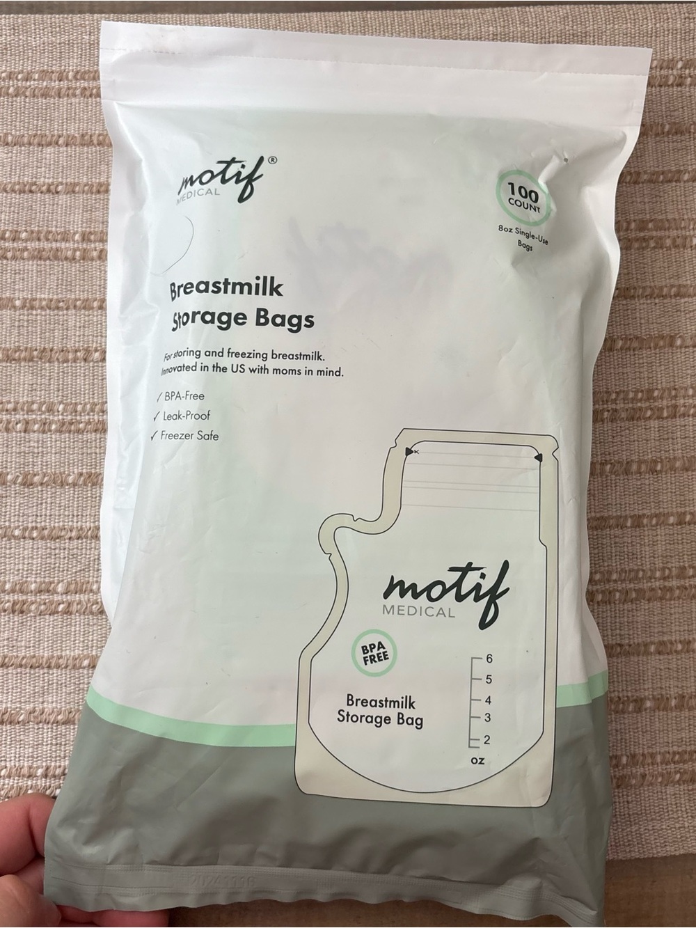 Motif BreastMilk storage 6oz 100 ct unopened